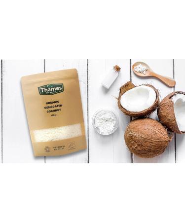Organic Dried Coconut-Certified Organic Non-GMO Vegan No Additives No Preservatives Resealable Bag by Thames Organic 500g - Buy Online on GoSupps.com