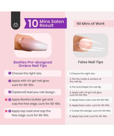 Beetles Press on Nails - 150 PCS Ombre Gel Nail Tips in Rosy Brown | Medium Coffin Style with Pre-applied Primer & Base Coat | Perfect DIY Gift for Women - Buy Online on GoSupps.com