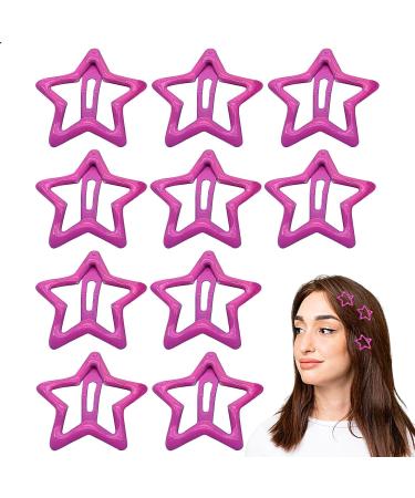 Hair Clip | Five-pointed Hair Charm Multicolor Shaped Hair Clips Shape Snap Hair Clips Hollow Barrettes Cute Shiny Hair Clips for Girls Huyath 1 count (Pack of 1) Hot Pink - Buy Online on GoSupps.com