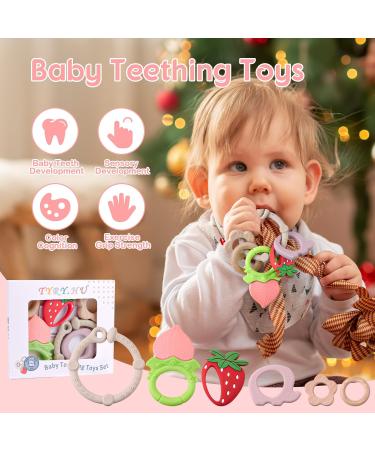Tyry.hu Baby Silicone Bite Ring Bracelet & Cooling Teething Toys - BPA-Free Fruit Teether Set (6 Pieces) for Newborns - Buy Online on GoSupps.com