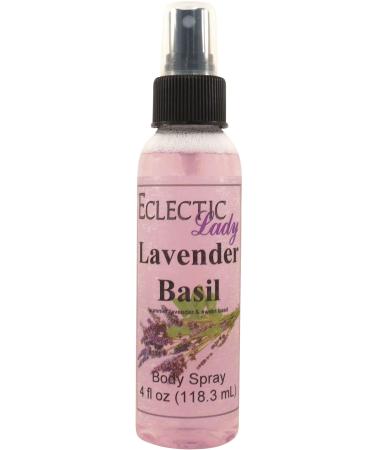 Lavender Basil Body Spray (Double Strength) 4 ounces Body Mist for Women with Clean Light & Gentle Fragrance Long Lasting Perfume with Comforting Scent for Men & Women Cologne with Soft Subtle 4 Fluid Ounces (Double Strength)