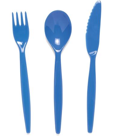 Dementia Tableware Set Blue Polycarbonate Plate, Bowl, Cutlery, and 2-Handled Beaker - Reusable - Buy Online on GoSupps.com