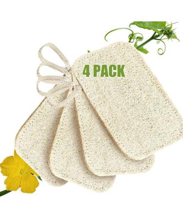 4 pieces Luffa sponge bathing sponge nature reusable luffa sponge washer with cord biodegradable luffa sponges kitchen ko flush washing for dishes cleaning and spa shower