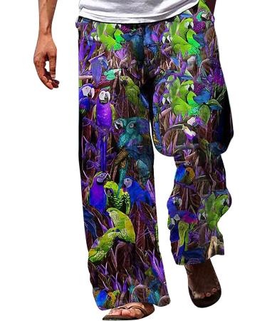 Men's Wide Leg Casual Pants | Loose Fit Lightweight Elastic Waist | Summer Beach Yoga Trousers - 3XL - Buy Online on GoSupps.com