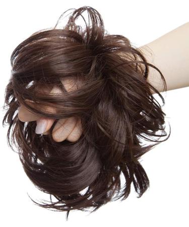 Tousled Updo Messy Bun Hair Piece - Medium Brown Synthetic Ponytail Extension for Women - Buy Online on GoSupps.com