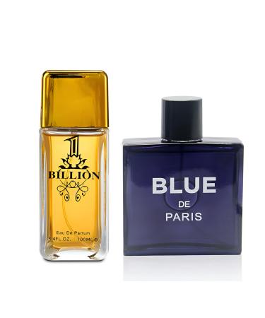 1 Billion&Blue De Paris Combo Men's Cologne- Eau De Toilette Spray Perfume Fragrance For Men- Daywear Casual Daily Cologne Set 3.4 Oz Bottle- Ideal EDT Beauty Gift for Birthday Anniversary