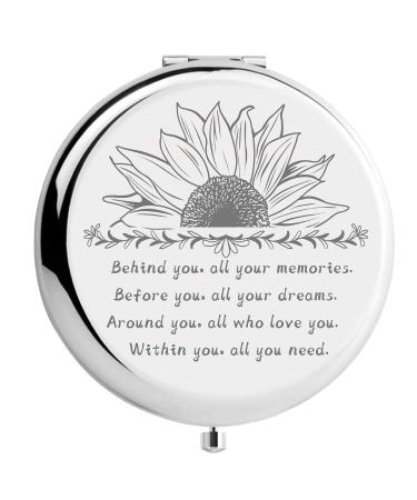 CREATCABIN Travel Compact Pocket Mirror Two-Sided Folding Gift Graduation Leaving Gifts Sunflower