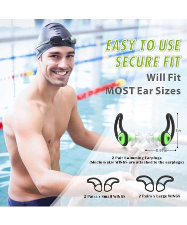 Hearprotek Waterproof Silicone Ear Plugs for Swimming - 2 Pairs for Men, Women, and Juniors - Green - Buy Online on GoSupps.com