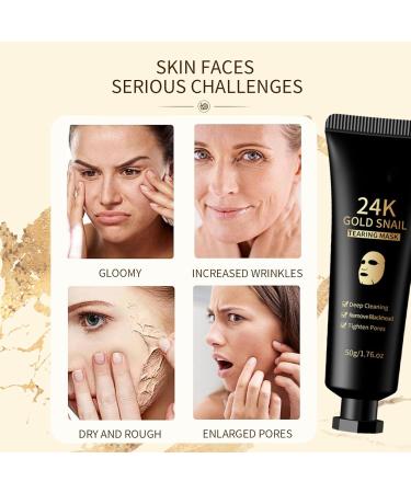 Blackhead Remover Peel Off Face Masks Gold Snail Peel Off Face Mask Set with Brush Gold Face Masks Skincare Peel Off for Dirt Acne Pores Shrinking Purifying Deep Cleansing Gold Mask - Buy Online on GoSupps.com