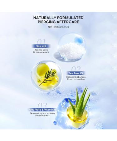  dzqad Piercing Solution Piercing Cleansing Solution 120ml Soothing Solution for Piercings | For Ear Nose Stomach Skin Face At Home While Traveling For Fitness - Buy Online on GoSupps.com