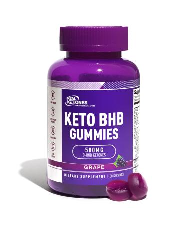 Real Ketones Exogenous Keto Gummies with D BHB Keto Diet Support and Energy Boost, Grape Flavor, 30 Servings