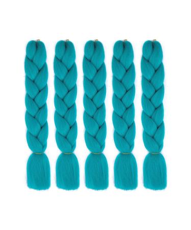 Clke Kanecalon Jumbo Braid's hair extension African 24 inches synthetic braided hair extension afro hair for braids and boxing crochet needles twist-A27-cyan 5 pieces
