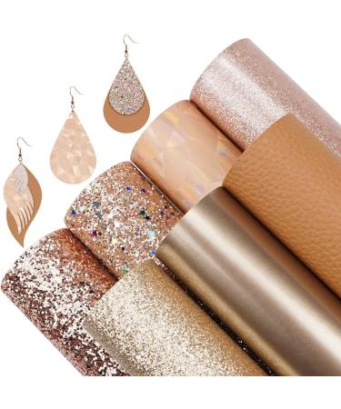 7-Piece Rose Gold Series Leather Sheets Set for DIY Crafts - Sparkle Glitter and Holographic Faux Leather Fabric (8x12 Inch) - Buy Online on GoSupps.com