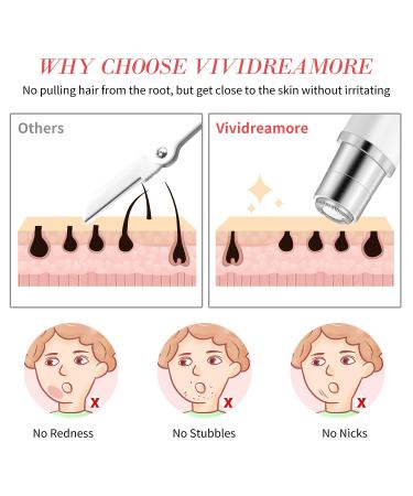 ViviDreamore Facial Hair Removal for Women - Portable Electric Hair Remover for Face, Cheek, Lips, Eyebrow, Chin - Includes Clean Brush - Gentle Peach Fuzz Removal - Buy Online on GoSupps.com