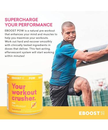 EBOOST POW Natural Pre-Workout - Tropical Punch - 20 Servings | Performance & Joint Support for Men and Women | Energy & Focus | Non-GMO & Gluten-Free - Buy Online on GoSupps.com