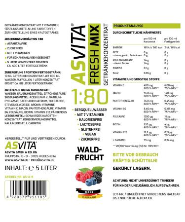 AsVita Sugar-Free Beverage Concentrate Fresh Mix 1:80 | 5 Litre Canister - 22 Delicious Flavours | International Shipping Available - Buy Online on GoSupps.com