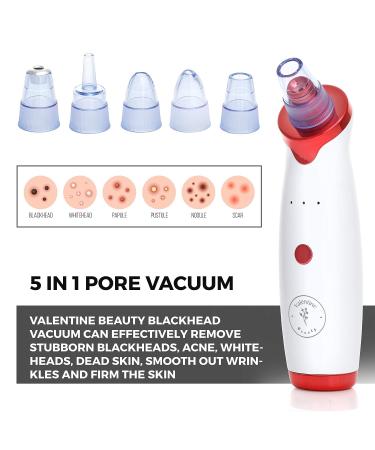 Valentine Beauty Blackhead Remover Pore Vacuum - Rechargeable Pore Extractor and Cleanser Tool with 5 Replaceable Suction Probes - Buy Online on GoSupps.com