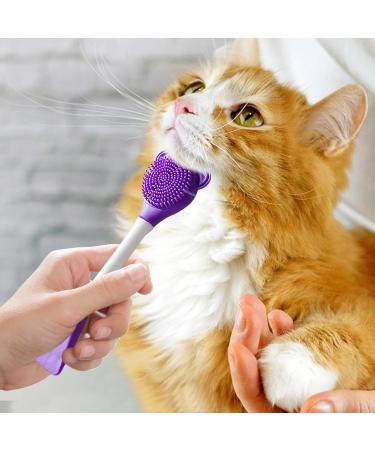 Cat Chin Scrubber - Manual Scrubber Brush for Cats Lightweight Design Soft Chin Brush for Face Jaw Chin Gums and Tongue Cleaning Purple - Buy Online on GoSupps.com