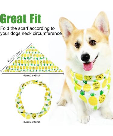 VIPITH Double Sided Pineapple Dog Bandana & Scrunchie Hairband Set | Triangle Scarf for Dogs & Cats - Green Yellow - Buy Online on GoSupps.com