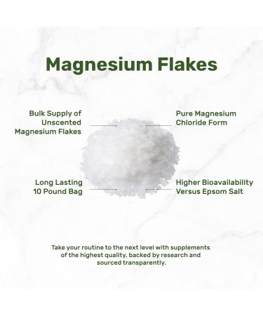 Unscented Magnesium Flakes 10lbs | Pure Magnesium Chloride | Natural Epsom Salt Substitute for Foot Soak & Bath | Hydrates Skin & Promotes Relaxation - Buy Online on GoSupps.com