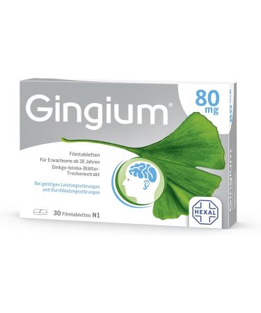 Gingium 80 mg Film-Coated Tablets - 30 pcs | Boost Memory & Combat Forgetfulness Naturally - Buy Online on GoSupps.com