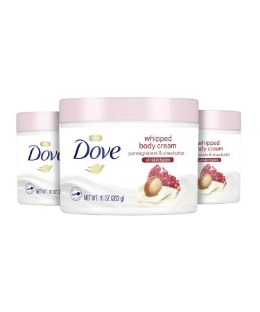 Dove Whipped Body Cream Dry Skin Moisturizer Pomegranate and Shea Butter Nourishes Skin Deeply 10 Ounce (Pack of 3)