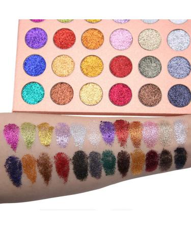 24 Color Pressed Glitter Eyeshadow Palette | Metallic Highly Pigmented Waterproof Long Lasting Shimmer - Shop Internationally! - Buy Online on GoSupps.com
