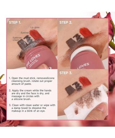 Rose Face Makeup Remover Cream - Nourishing Balm with Silicone Brush for Deep Cleansing & Moisturizing | Gentle & Soothing Skin Care - Buy Online on GoSupps.com