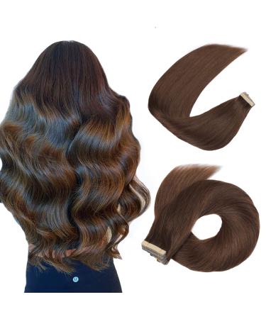 Hotlulana tape extensions real hair dark brown extensions real hair 16 inch/40cg remy 100% natural tape in extensions real hair human hair 20pcs invisible real hair extensions tape #2.#2 dark brown 40cm-16 inch (20 pack)