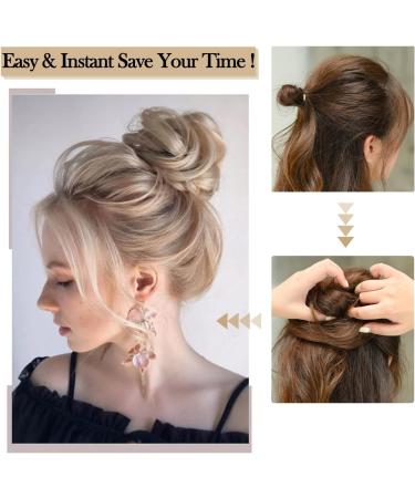 Silver Grey Hair Scrunchies Bun Extensions - Curly Wavy Messy Hair Pieces for Girls - Fake Ponytail Chignons Hair Accessories - Buy Online on GoSupps.com
