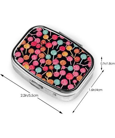 Lollipop Pattern 2 Compartment Pill Case | Cute Travel Pill Organizer & Purse-Sized Pill Box for Gifts - Buy Online on GoSupps.com