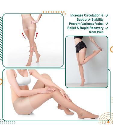 3 Pairs Sheer Compression Pantyhose 20-30 mmHg | Graduated Support Stockings for Women | Medium Size | Ideal for Swelling, Varicose Veins, Edema, Pregnancy - Buy Online on GoSupps.com