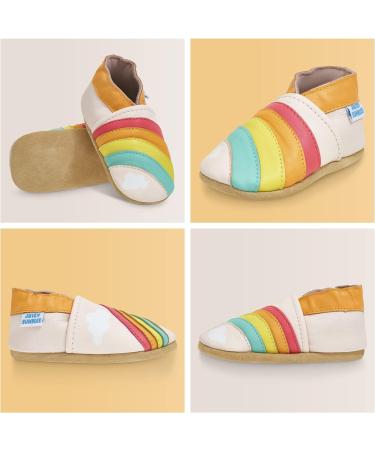 Soft Sole Leather Baby Shoes 12-18 Months | Toddler Walking Shoes for Baby Boy or Girl - Rainbow - Buy Online on GoSupps.com