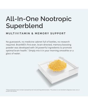 BRAINMD Dr Amen BRIGHT MINDS Memory Multi Orange Mango Flavor - 5.4 oz Powder - Multivitamin & Memory Support - Gluten Free Sugar Free - 30 Servings - Buy Online on GoSupps.com