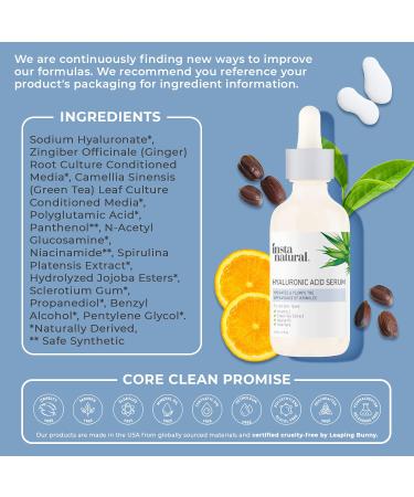 InstaNatural Hyaluronic Acid Serum 2 fl oz - Hydrating & Anti-Aging Formula - Buy Online on GoSupps.com