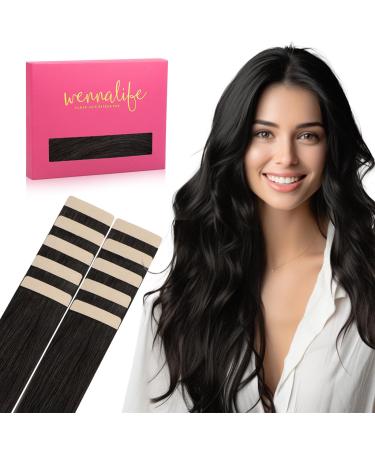 If Salife Tape Extensions Real Hair Natural Black 10Pcs Tape In Extensions Real Hair 25g 40cm Invisible Hair Extension Real Hair Invisible Glatt Extensions Tape Refill pack for Girls 40cm 25g 10Pcs #1b Natural Black