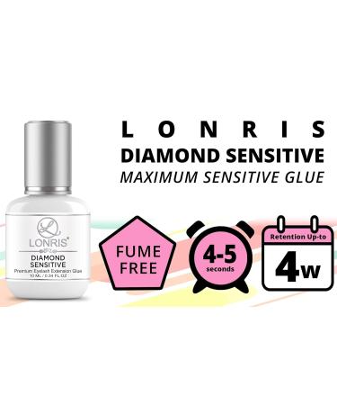 Low-Fume Eyelash Extensions Glue - LONRIS Diamond Sensitive 10ml | No Irritation Long-Lasting Hold for Beginners & Experts - Buy Online on GoSupps.com