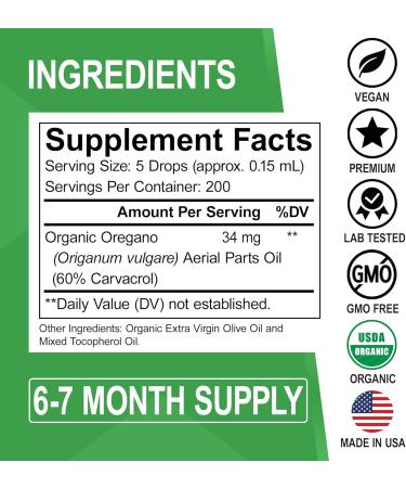 Oregano Oil Organic Liquid Drops & Charcoal Capsules - Oil of Oregano Drops Tincture Extract & Charcoal Pills for Stomach Gas Cleanse Detox Immune Support Digestive Binder - Organic - Buy Online on GoSupps.com