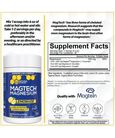 Magtech Magnesium Capsules & Lemonade Bundle - 3 Forms of Magnesium - Supports Relaxation and Brain Health* - 60 Total Servings - Buy Online on GoSupps.com