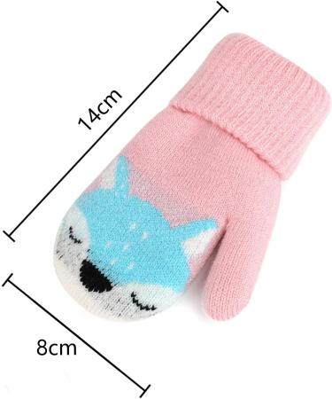 Cute Fox Knitting Winter Gloves for Toddler Kids | Thermal Plush Lining | 1-3 Yrs | Pink - Buy Online on GoSupps.com
