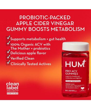 HUM Pro ACV Gummies - 100% Organic Apple Cider Vinegar with Probiotics & B12 for Digestive Health and Metabolism Support - Buy Online on GoSupps.com