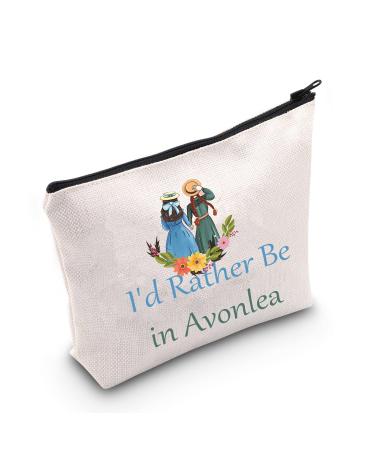 Levlo Anne Green Fans Cosmetics Bag Movie Fans Gift I'd Rather Be in Avonlea Make-up bag with zipper for women and girls I'd Rather Be in Avonlea carrying bag