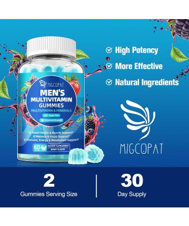 Multivitamin for Men Mens Multivitamins Gummies w/Omega-3 Probiotics Inositol Folate Biotin Zinc Vitamins A C D E B Support Heart Brain Muscle Energy Sugar-Free Berry Flavor 60 Count (Pack of 1) - Buy Online on GoSupps.com