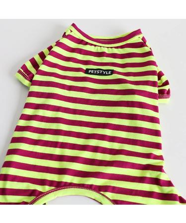 BT BEAR Colorful Striped Pajamas for Dogs - Soft Cotton One-Piece Costume for Small & Medium Bulldogs - Size M Green/Purple - Buy Online on GoSupps.com