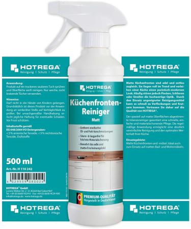 HOTREGA Kitchen Front Cleaner Matt 500ml - Streak-Free Degreaser with Microfibre Cloth | Optimal Kitchen Cleaner for International Shipping - Buy Online on GoSupps.com