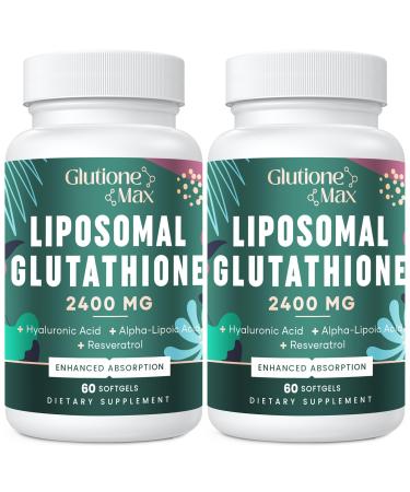 2400MG Liposomal Glutathione | Max Absorption | Glutathione Supplement with Hyaluronic Acid Resveratrol L - Glutathione Reduced Non - GMO Antioxidant for Aging Defense Energy 120 Softgels