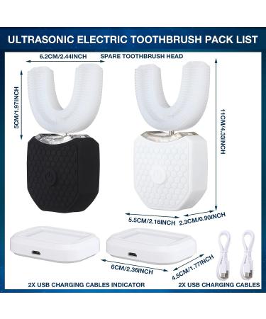 Romooa Ultrasonic Electric Toothbrush with 3 Brush Heads | Rechargeable & Waterproof for Adults | U-Shaped Design for 360 Degree Cleaning - Buy Online on GoSupps.com