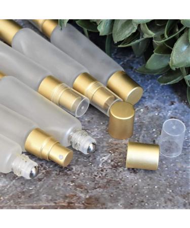 Frosted Clear 10ml Essential Oil Roller Bottle Set | Double-Ended Stainless Steel Roller Balls & Fine Mist Sprayer - 6 Pack for Essential Oils - Buy Online on GoSupps.com