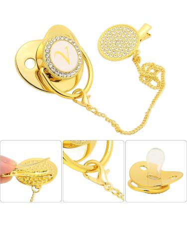 Alomejor Baby Pacifier - Curved Design Safe Materials 26 Letters Golden Color Clips - Perfect for 6-18 Months - Buy Online on GoSupps.com