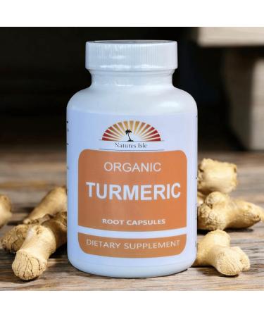 Organic Turmeric Powder and Peppercorn 60 Capsules 500mg Each (Tumeric - Curcuma Longa)